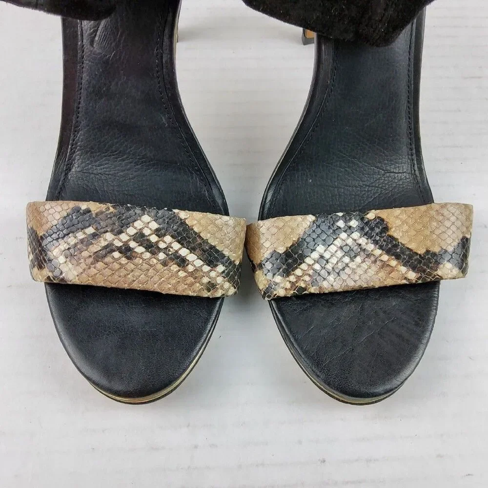 Coach Women's Jennifer Snake Print Band Ankle Heels Shoes Size 10B